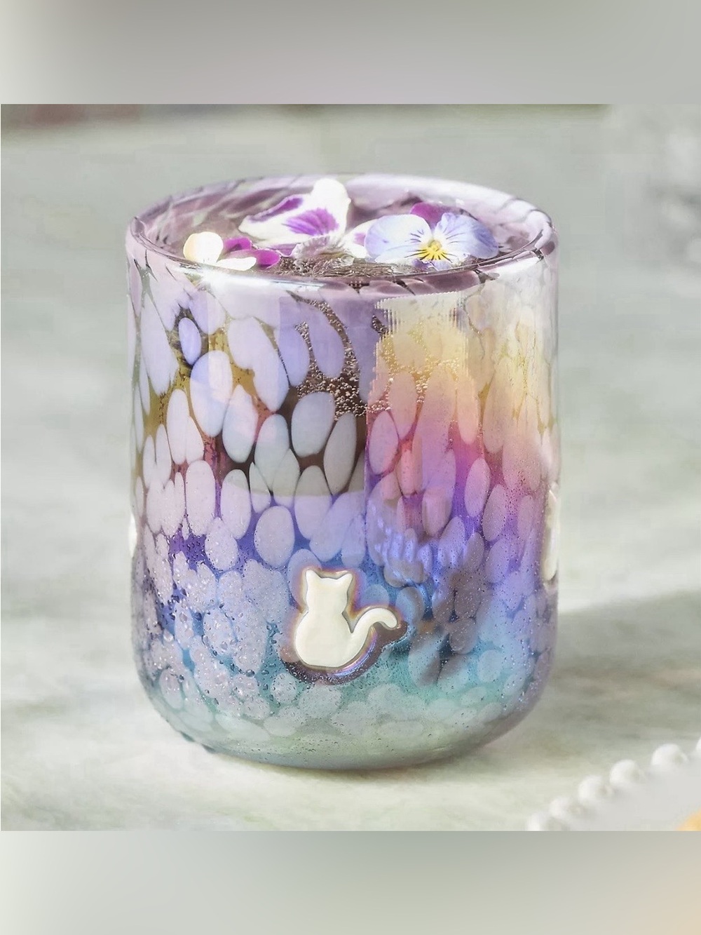 ANTHROPOLOGIE Marquee Icon Juice Glass White Cat $22 Retail NEW